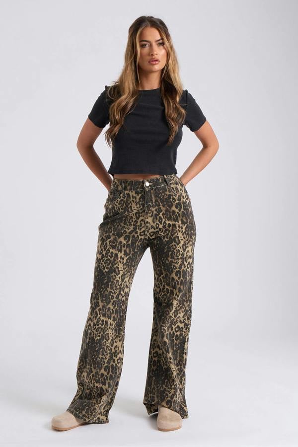 Urban Bliss Wide Leg Leopard Print Jean