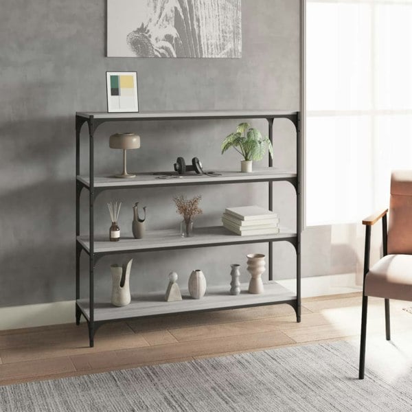 Berkfield Book Cabinet Grey Sonoma 100x33x100 cm Engineered Wood and Steel