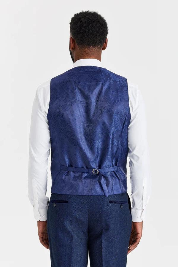 Paul Andrew Arthur Navy Suit with Harris Grey Tweed Waistcoat