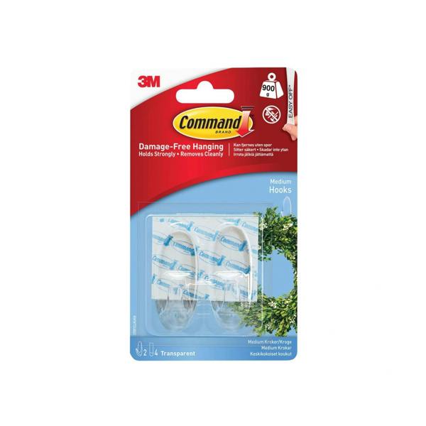 Command Clear Hooks With Clear Strips - Multi Colour - 