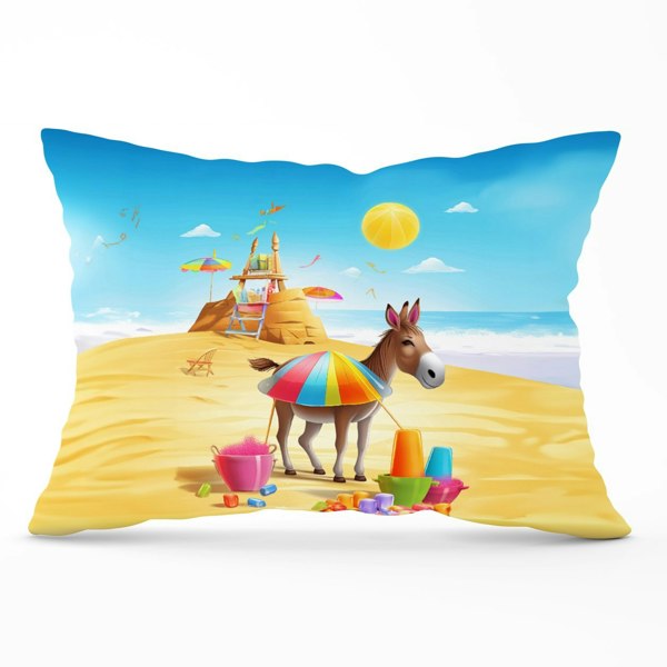 Warren Reed Donkey On A Beach Holiday Cushions