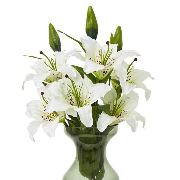 Wyld Haus Set of 3 Artificial Flowers White Madonna Lily Sprays