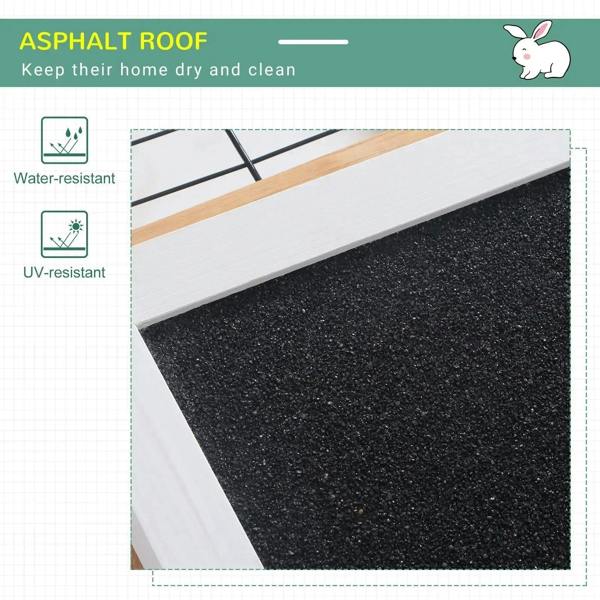 Asphalt roof panel for outdoor rabbit hutch run cage on a wooden frame