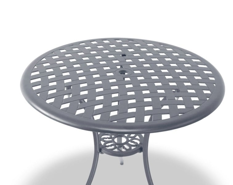 Centurion Supports OSHOWA Luxurious Garden and Patio Table and 2 Large Chairs with Armrests Cast Aluminium Bistro Set Grey
