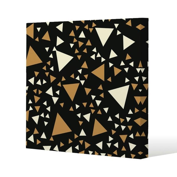 Benjamin Tate Design Triangles on Black Slim Style Canvas Print  20x20cm , 15mm Slim Real wood.