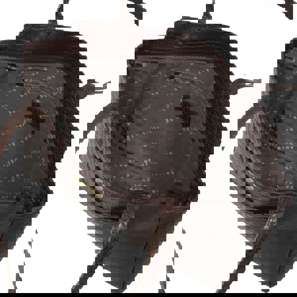 Assots London 'JUDITH' Brown Croc Real Leather Shoulder Bag