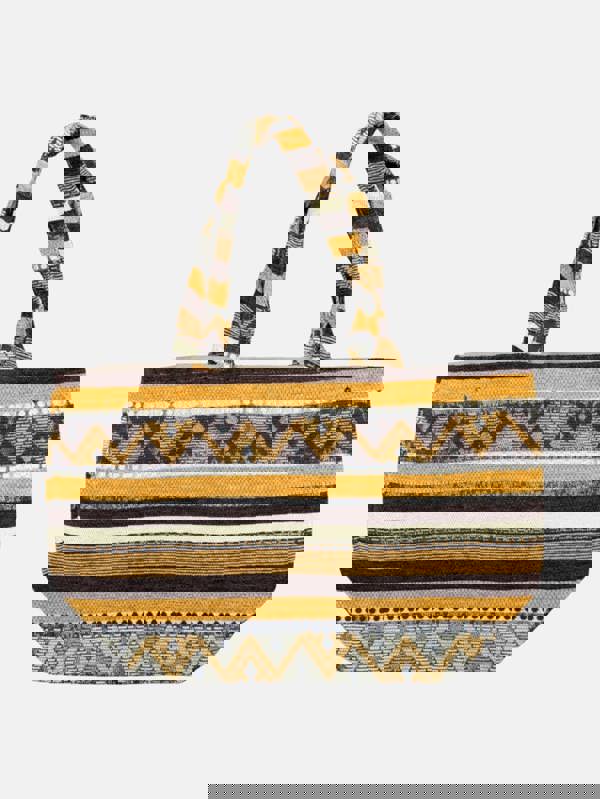 Berber Leather The Nador Large Expandable Fabric Tote in Yellow