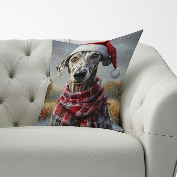 Warren Reed Snowy Christmas Greyhound Cushion