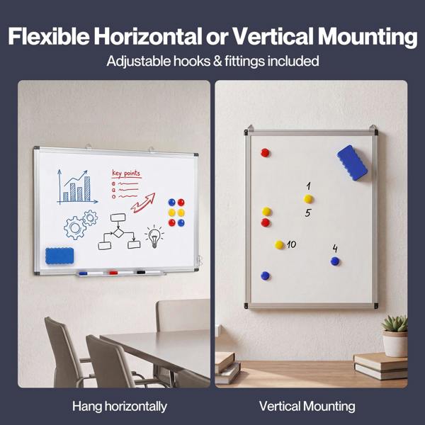 Levede Magnetic Whiteboard Adjustable Wall Mounted Dry Erase Office White