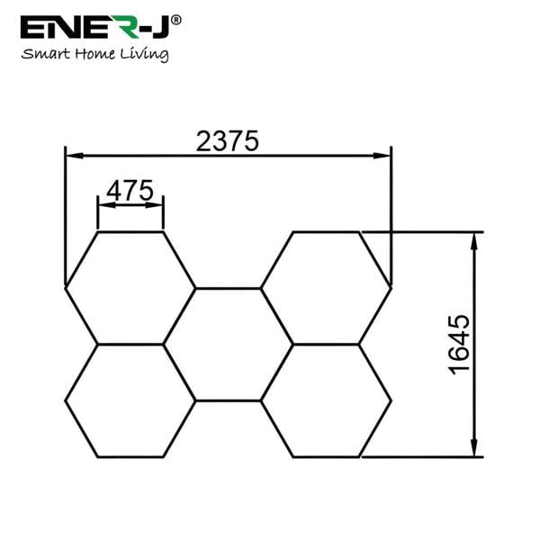 Ener-J 160W Hexagon LED Garage Ceiling Light, 5 Hexagon Design, CCT Switchable 3000K–6500K, Modular Showroom Lighting