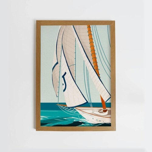 Joules Driftwood Daydream 50 X 70 Wood Frame | Blue