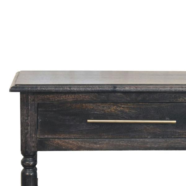 Artisan Furniture Solid Wood Heritage Turned-Leg Side Table, 1 Drawer & 2 Open Slots, Dark Brown