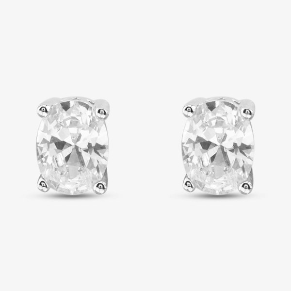 T. H. Baker Silver Cubic Zirconia Oval Pear Traingle Set Of Three Stud Earrings OJS0037