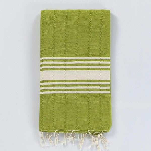 Cotton and Olive Indigo Cotton Hammam Towel, Hand-Loomed | Lime | SECONDS