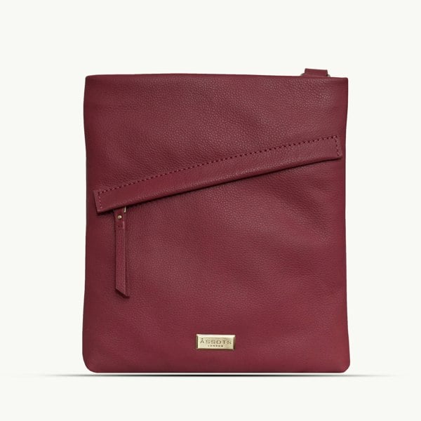 Assots London 'FLORENCE' Carmine Pink Pebble Grain Leather Crossbody Bag