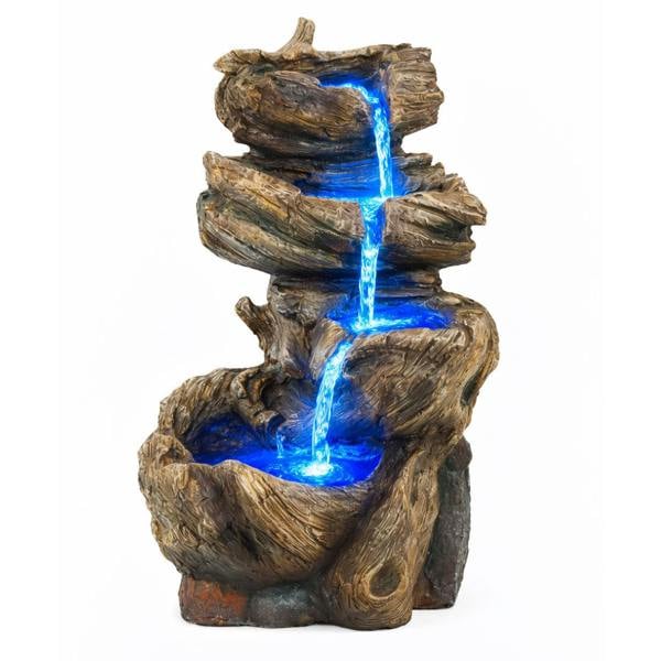 Gardenwize Solar Powered Rock Stack Water Feature with Battery Backup & LED Lights
