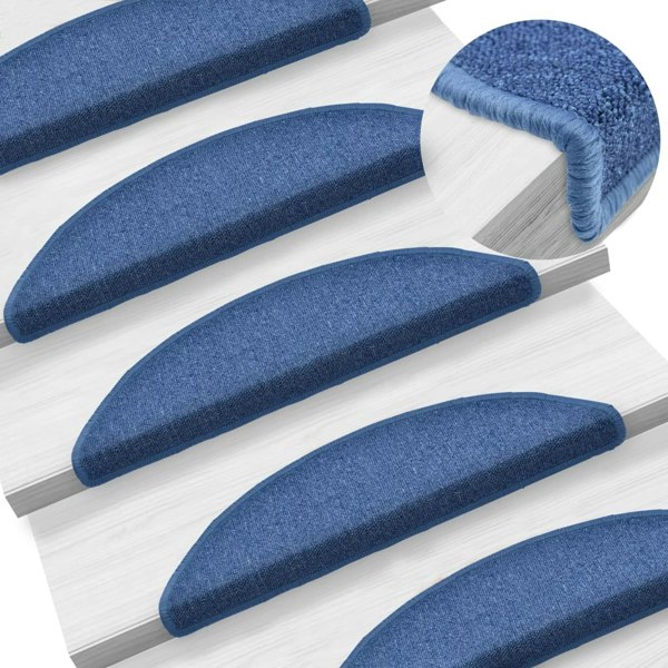 Berkfield Carpet Stair Treads 15 pcs Blue 56x17x3 cm