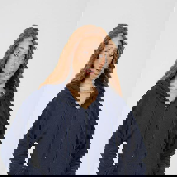 Brave Soul Navy Zip Through Polar Fleece Hoodie - Navy Image 1