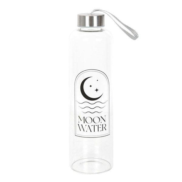 Something Different Crescent Moon Glass Water Bottle - Clear/Black