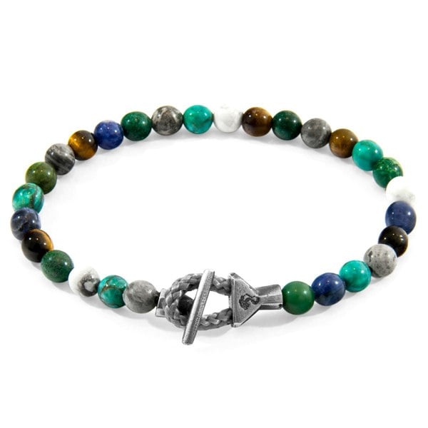 Anchor & Crew Multicoloured Multi-Gem Mantaro Silver and Stone Bracelet