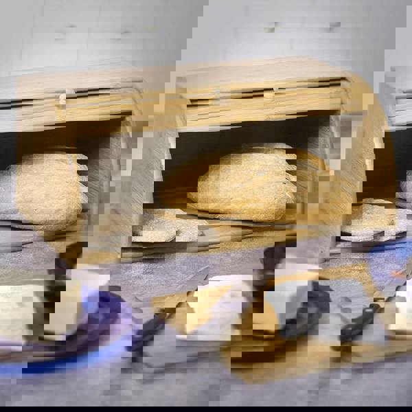 Living and Home Wooden Roll Top Bread Bin Box Food Storage Box