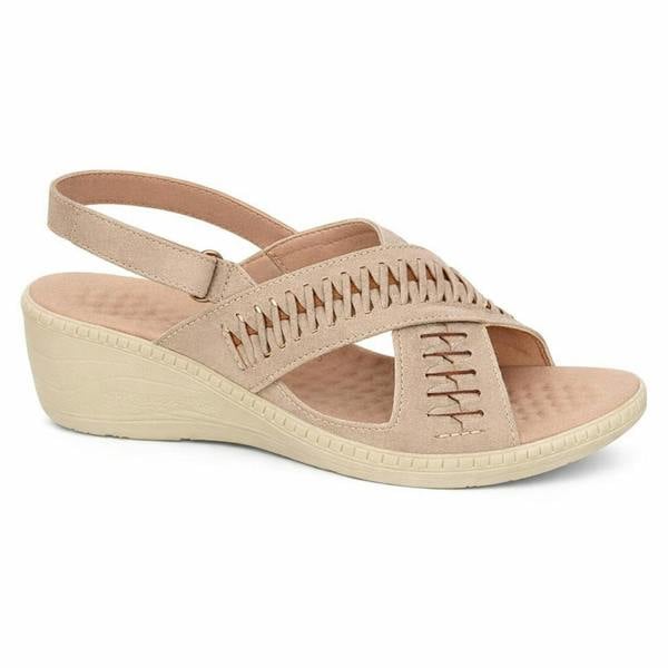 Boulevard L827 Cross Strap Sandals in Light Brown