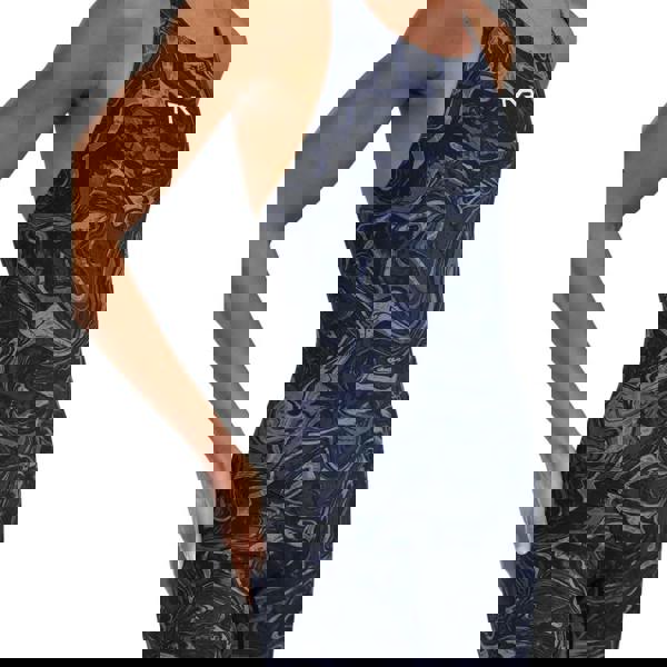 Tyr Thresher Hyperblitz Open womens navy gray marbled kneeskin swimsuit