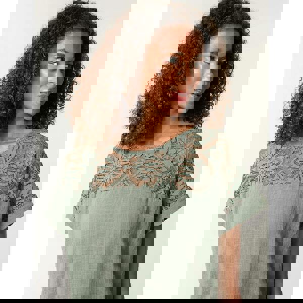 Blue Vanilla Lace Pattern Cotton Top