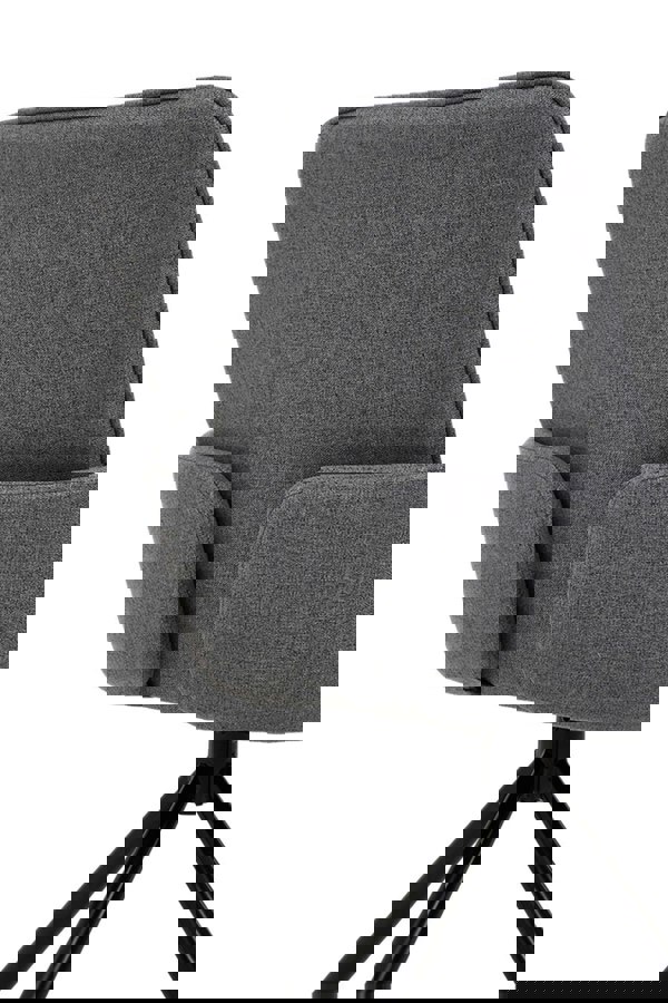 Living and Home Grey Linen Modern Swivel Chair with Black Legs