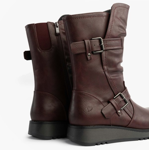 Heavenly Feet HANNAH4 Womens Mid Calf Boots Burgundy