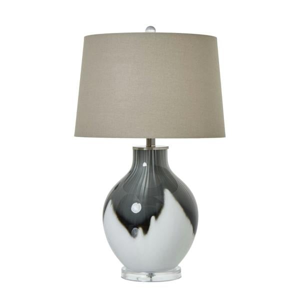 Hill Interiors Shadow Glass Table Lamp (UK Plug) - Grey - 