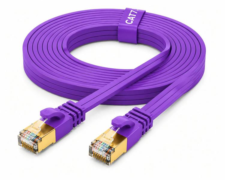 ATEK 15m Flat CAT7 RJ45 Network Ethernet Cable High Speed Purple