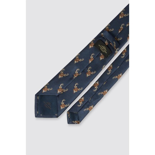 Antique Rogue Navy Stag Motif Tie
