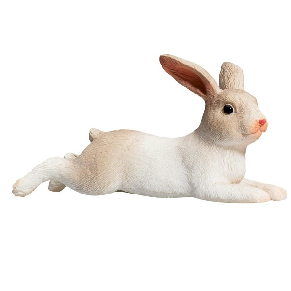 Mojo Fun Rabbit Lying Wildlife Toy Figure 6 cm Length Approx - 387142