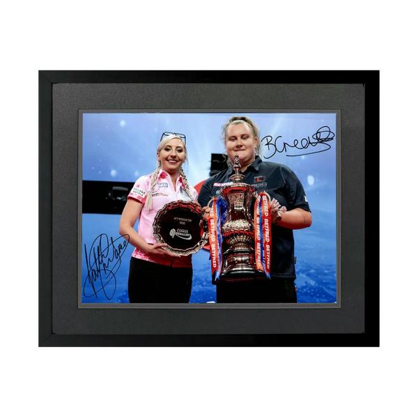 Fallon Sherrock & Beau Greaves Signed 16x12 Image Deluxe Mount Frame