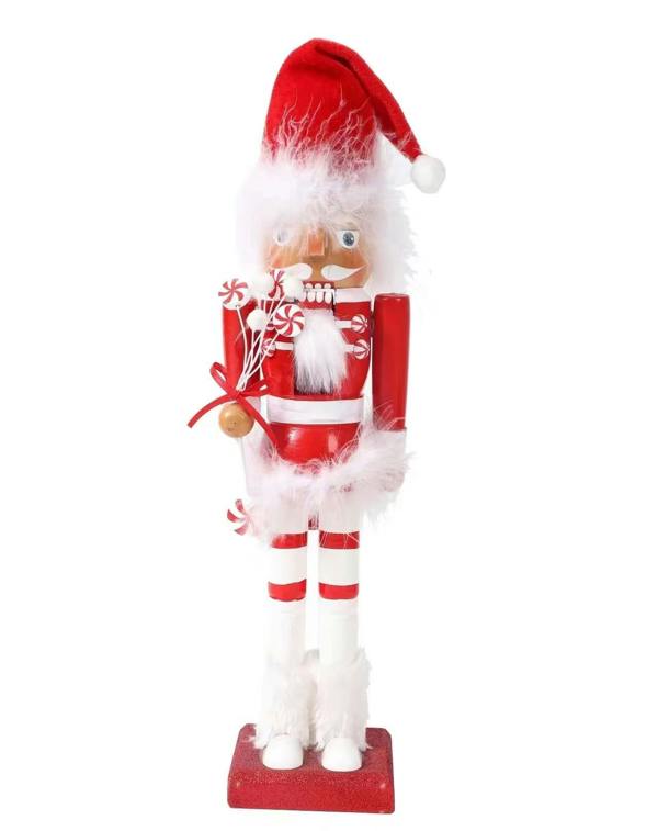 38cm Wooden Santa Nutcracker Soldier Christmas Decoration Set of 3, Hand-Painted Festive Table Ornaments image 4