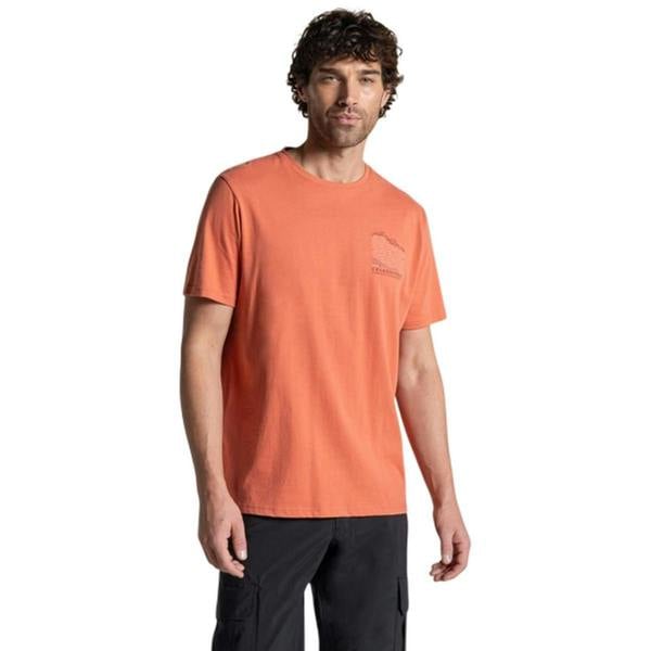 Craghoppers Mens Lucent II Mountain Back Print Short-Sleeved T-Shirt - Sahara - 