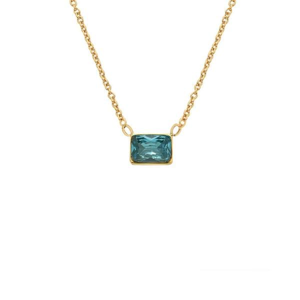 Say It With Emerald Cut Birthstone Necklace - Yellow Gold