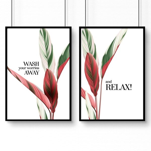 Bathroom decor accessories | Set of 2 Tropical art prints