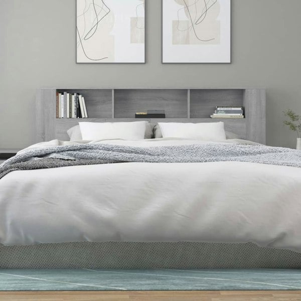Berkfield Headboard Cabinet Grey Sonoma 200x18.5x104.5 cm