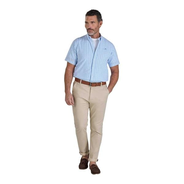 Raging Bull Mens Orleans Stripe Seersucker Short-Sleeved Shirt - Sky Blue - 