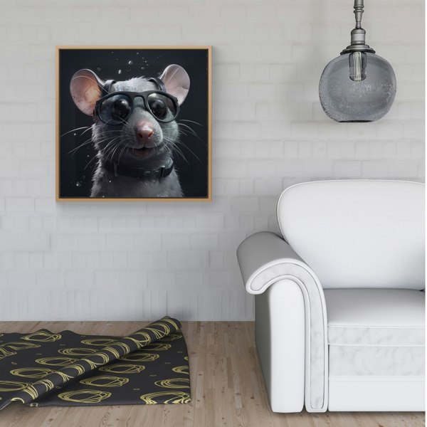 Warren Reed Splash Art Rat In Glasses Framed Canvas