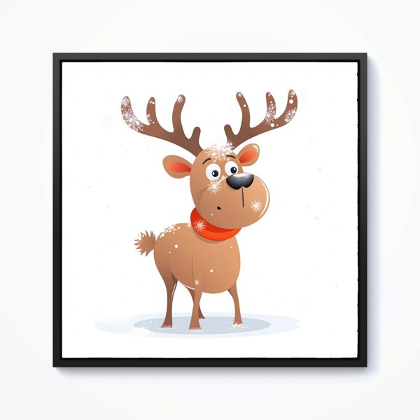 Warren Reed Reindeer In A Scarf Framed Canvas