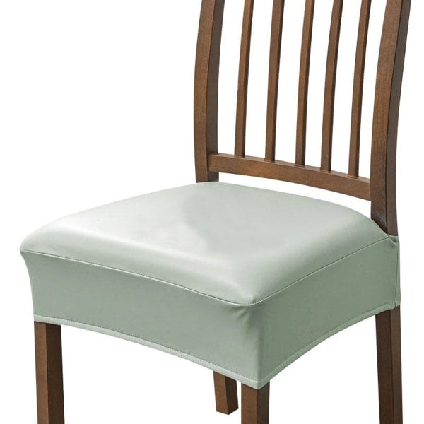 Anyseat Chair Cover Light Green PU Leather Seat Slipcover Chair Cover for Kitchen Hotel Banquet Dining Living Room