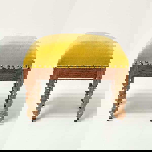 HOMESCAPES Mable Velvet Square & Rectangular Footstool