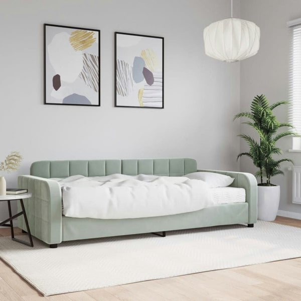 Berkfield Daybed with Mattress Light Grey 90x190 cm Velvet