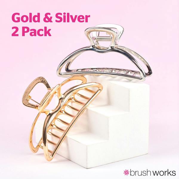 Brushworks Elegant Metal Claw Clips - 2 Pack