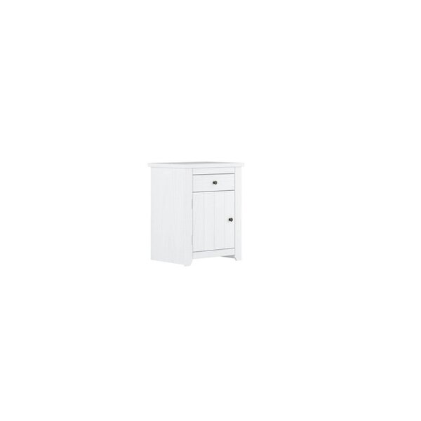 Wyld Haus Tralee Panelled White Washed Wooden Bedside Table