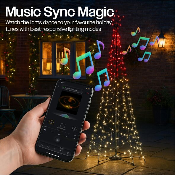 Scotts of Stow Xmas Haus  All Surface Flagpole Tree RGB APP Control or Handheld Remote 24m