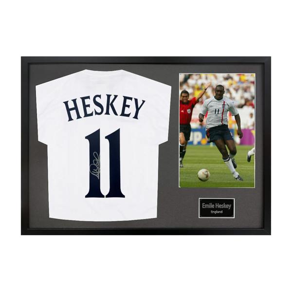 Emile Heskey Signed England Shirt Classic Frame